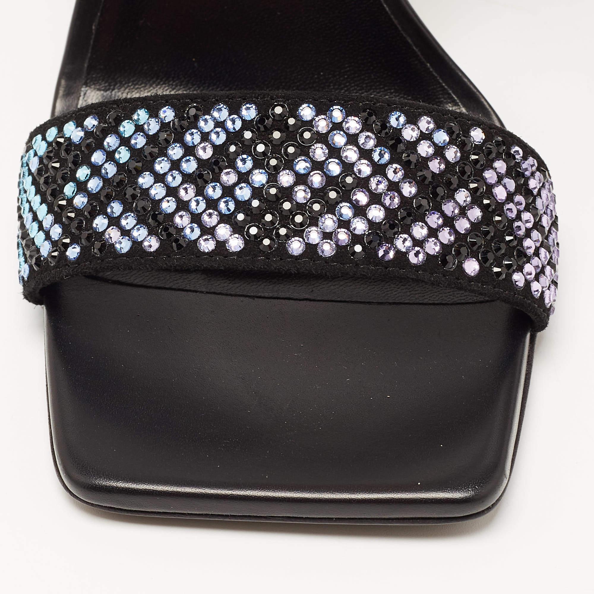 Fendi x Versace Multicolor Leather Crystal Embellished Slides Size 39 3