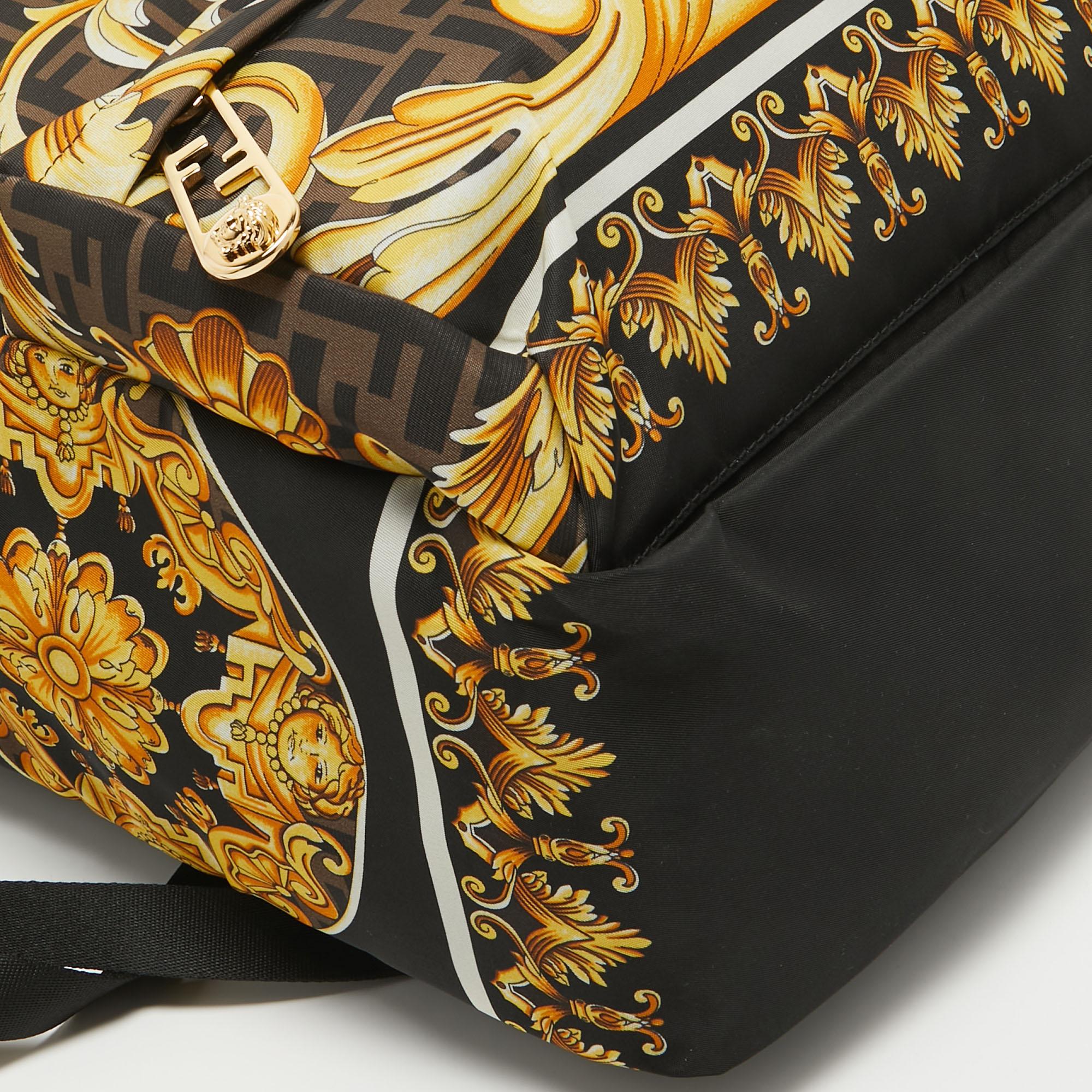 Fendi x Versace Multicolor Printed Barocco Nylon Backpack 5