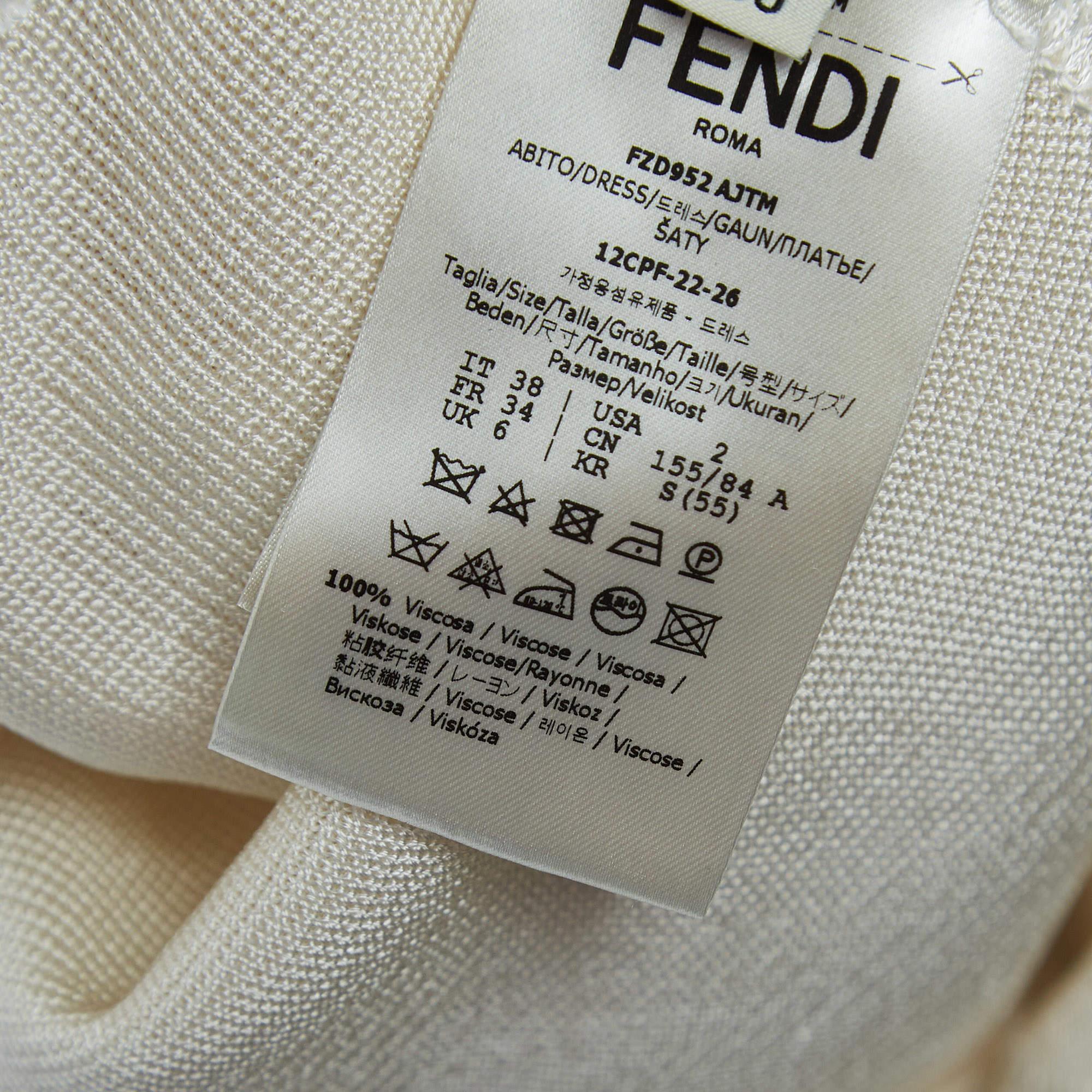 Women's Fendi x Versace White Knit Pin Detail Cutout Mini Dress XS For Sale