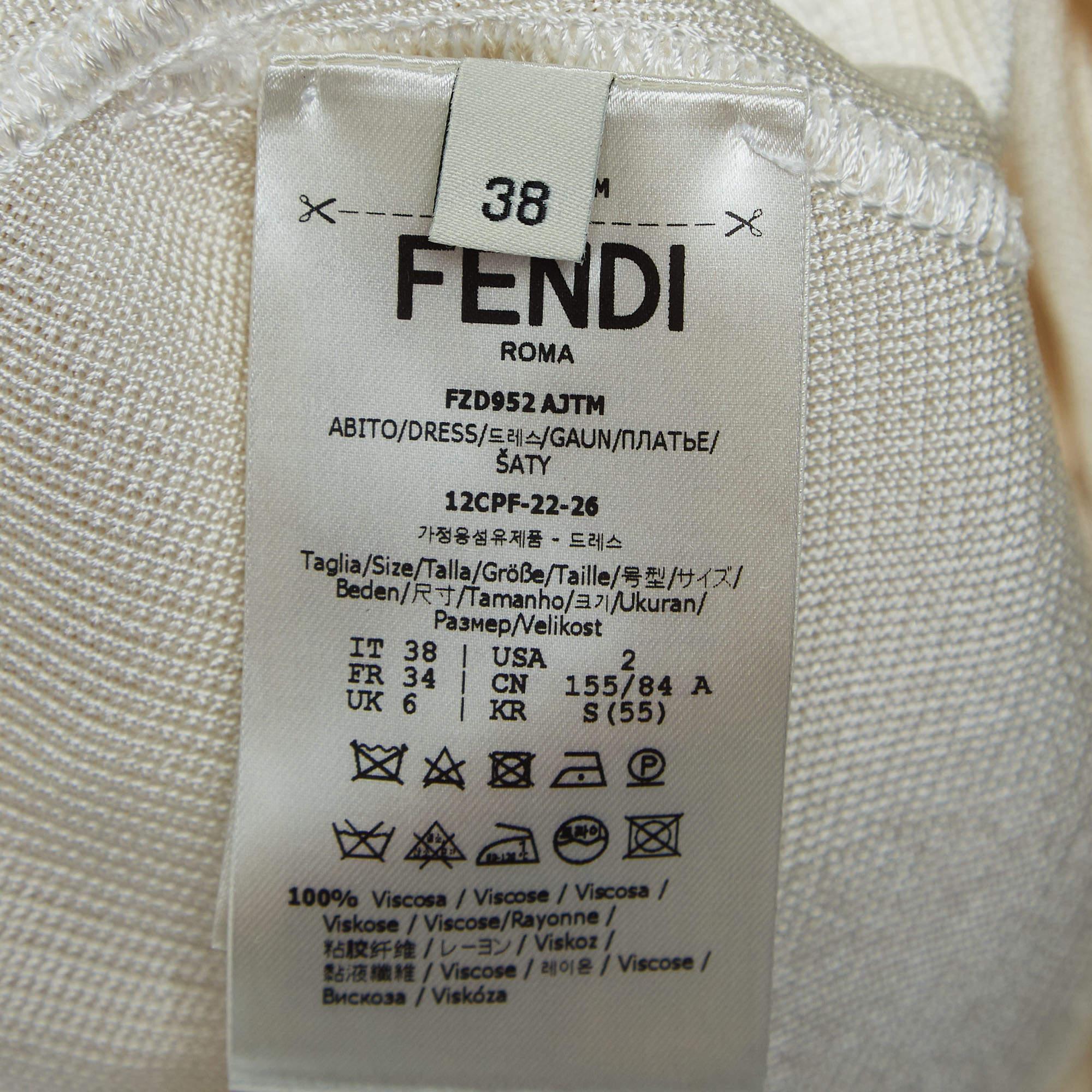 Fendi x Versace White Knit Pin Detail Cutout Mini Dress XS For Sale 1