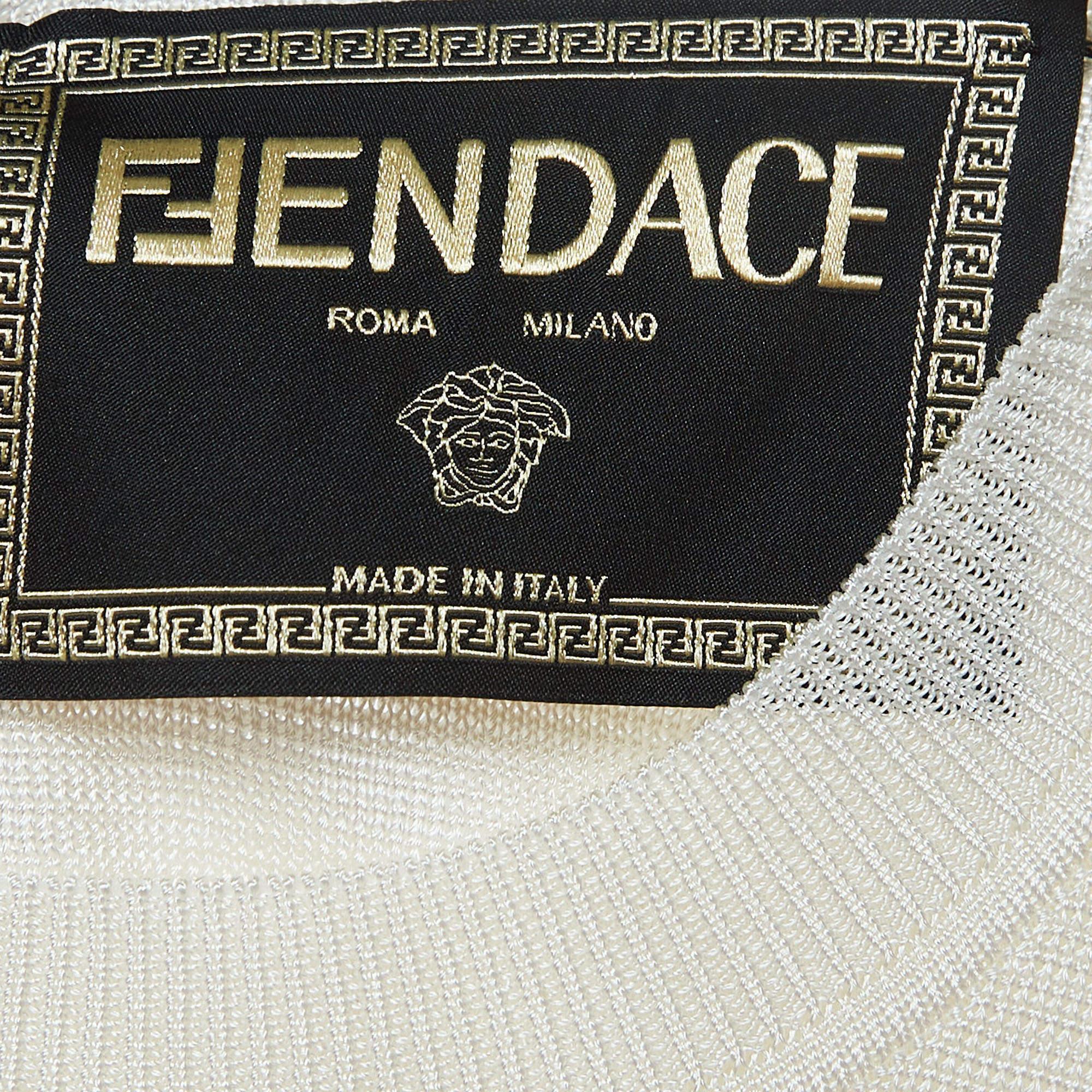Fendi x Versace White Knit Pin Detail Cutout Mini Dress XS For Sale 2