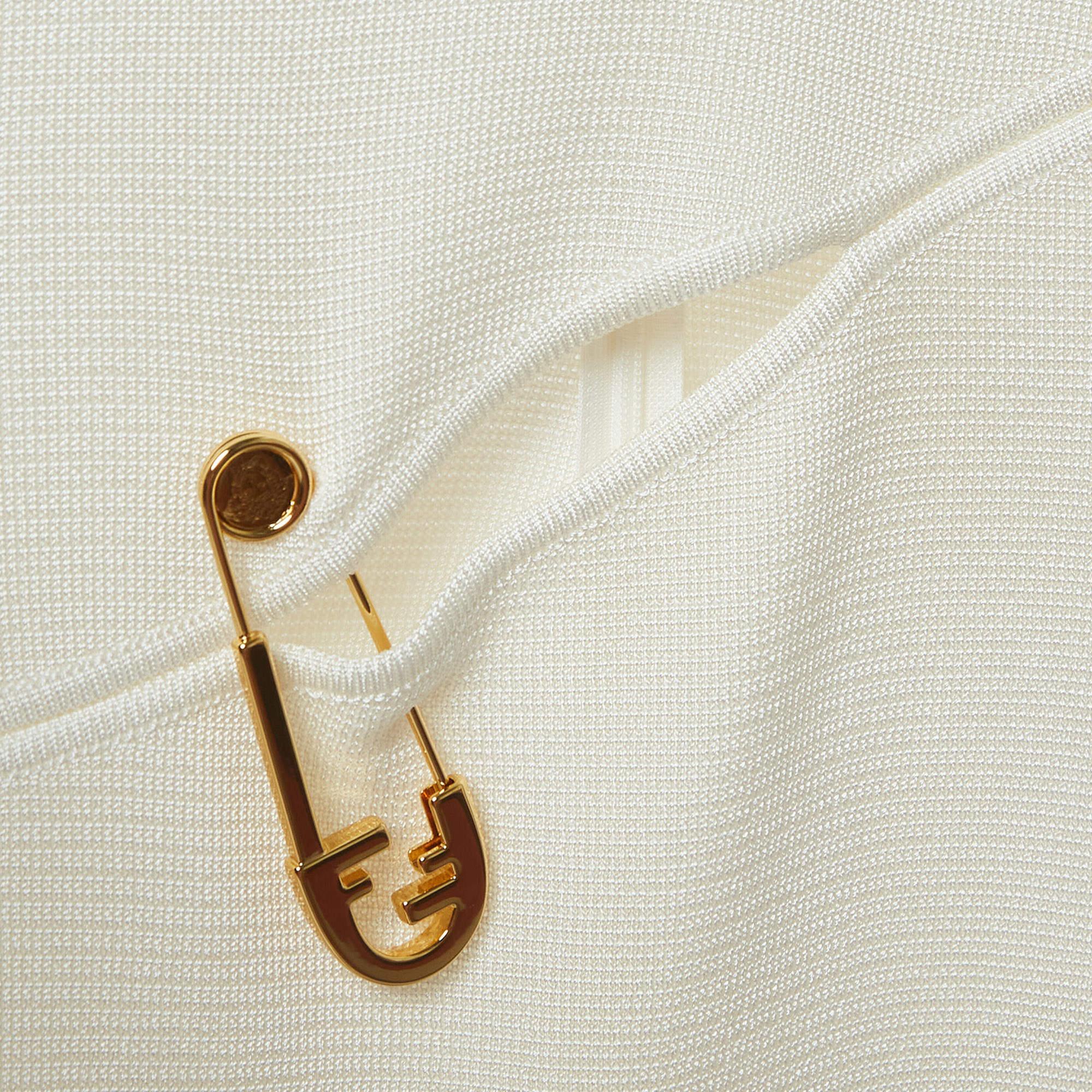Fendi x Versace White Knit Pin Detail Cutout Mini Dress XS For Sale 3