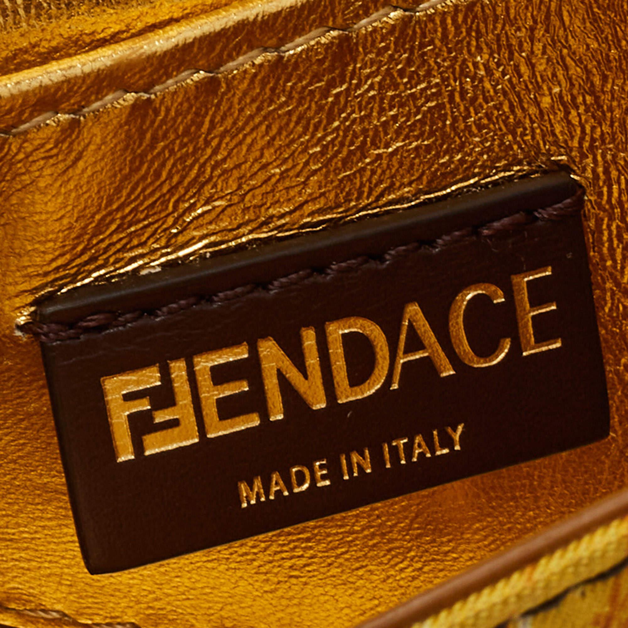 Fendi x Versace Yellow/Black Baroque Fabric Nano Fendace Baguette Charm Bag 3