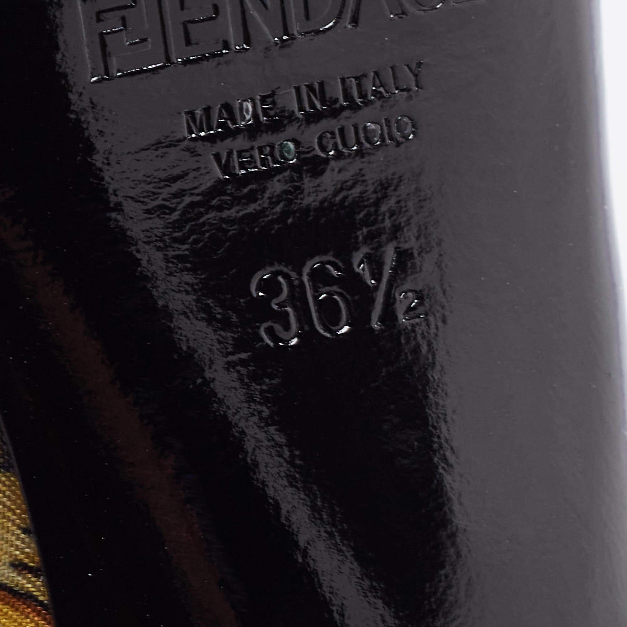Fendi x Versace Yellow/Black Canvas Medusa Slides Size 36.5 3