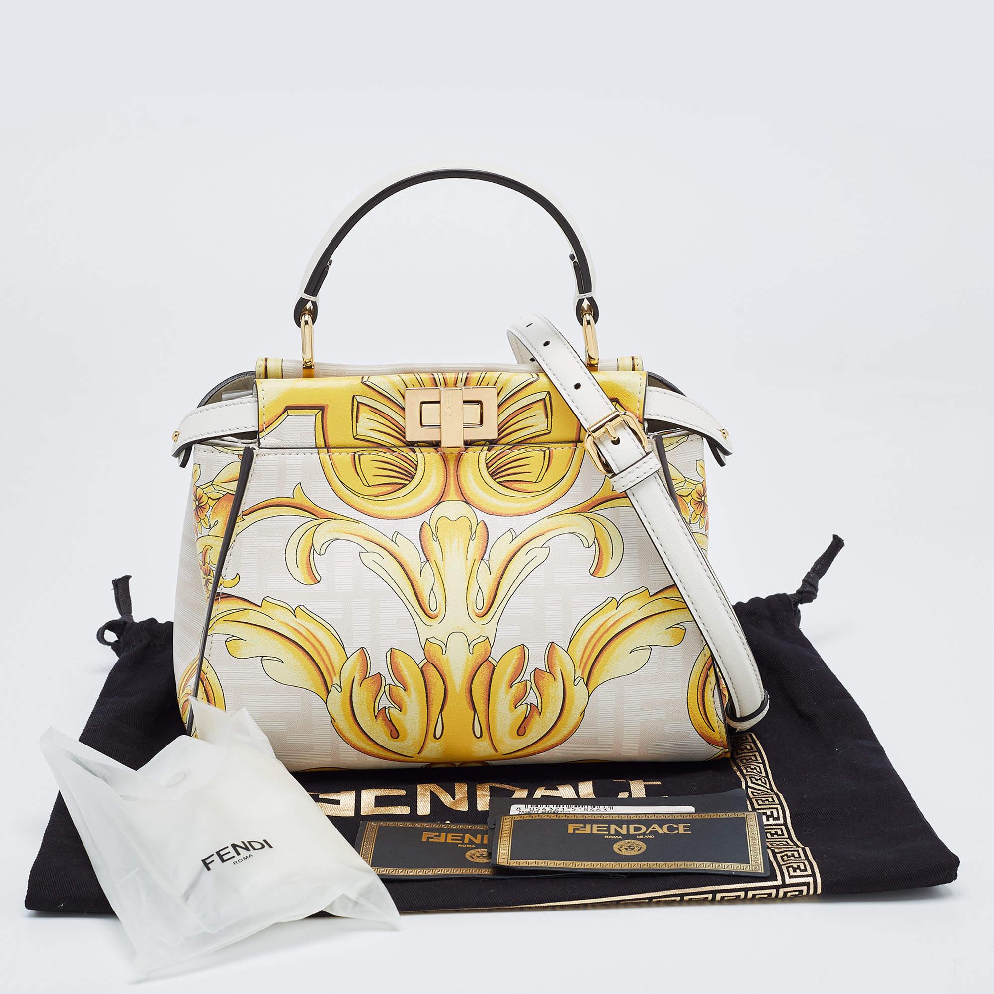 Fendi x Versace Zucca Baroque Print Leather Mini Fendace Peekaboo Top Handle Bag 12