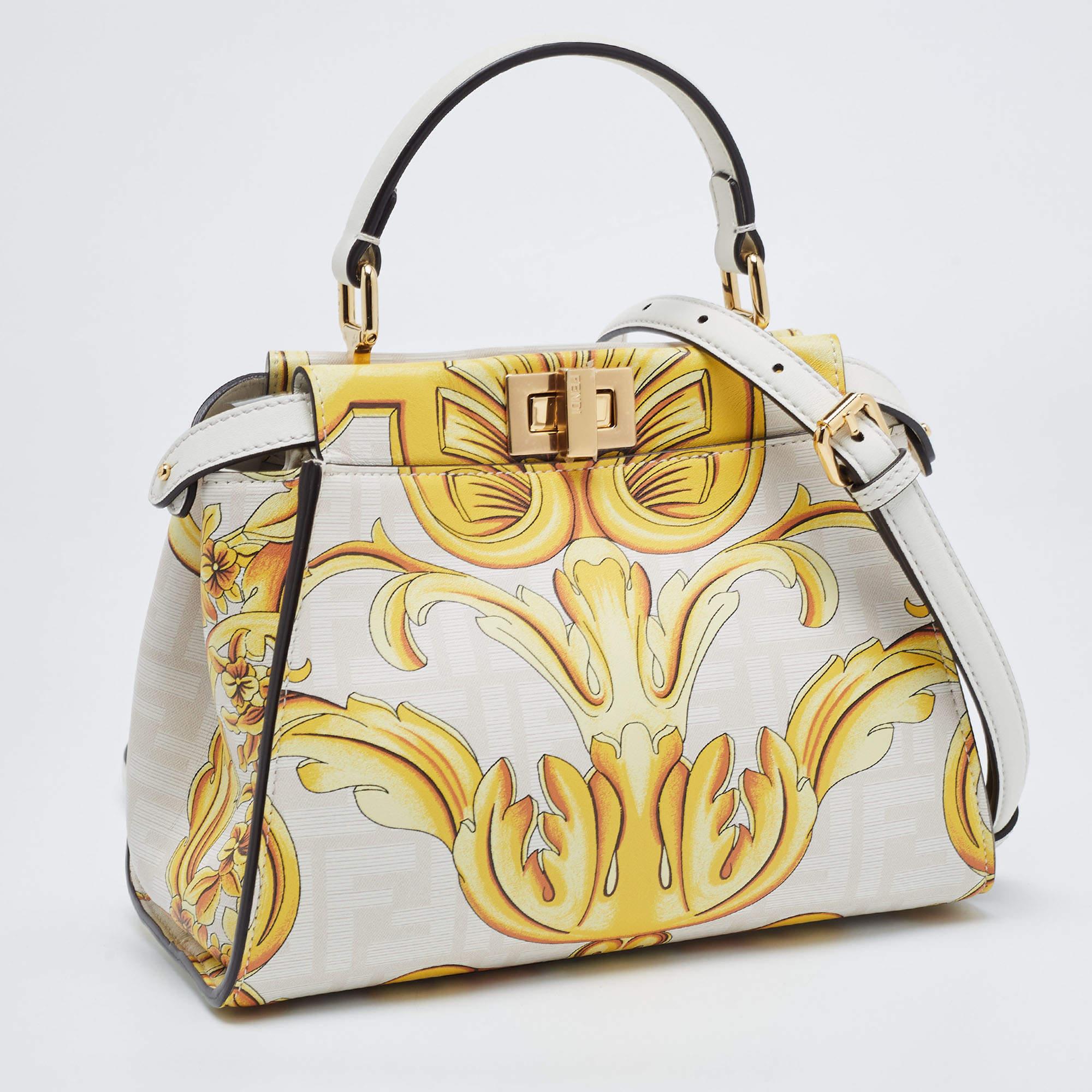 Women's Fendi x Versace Zucca Baroque Print Leather Mini Fendace Peekaboo Top Handle Bag