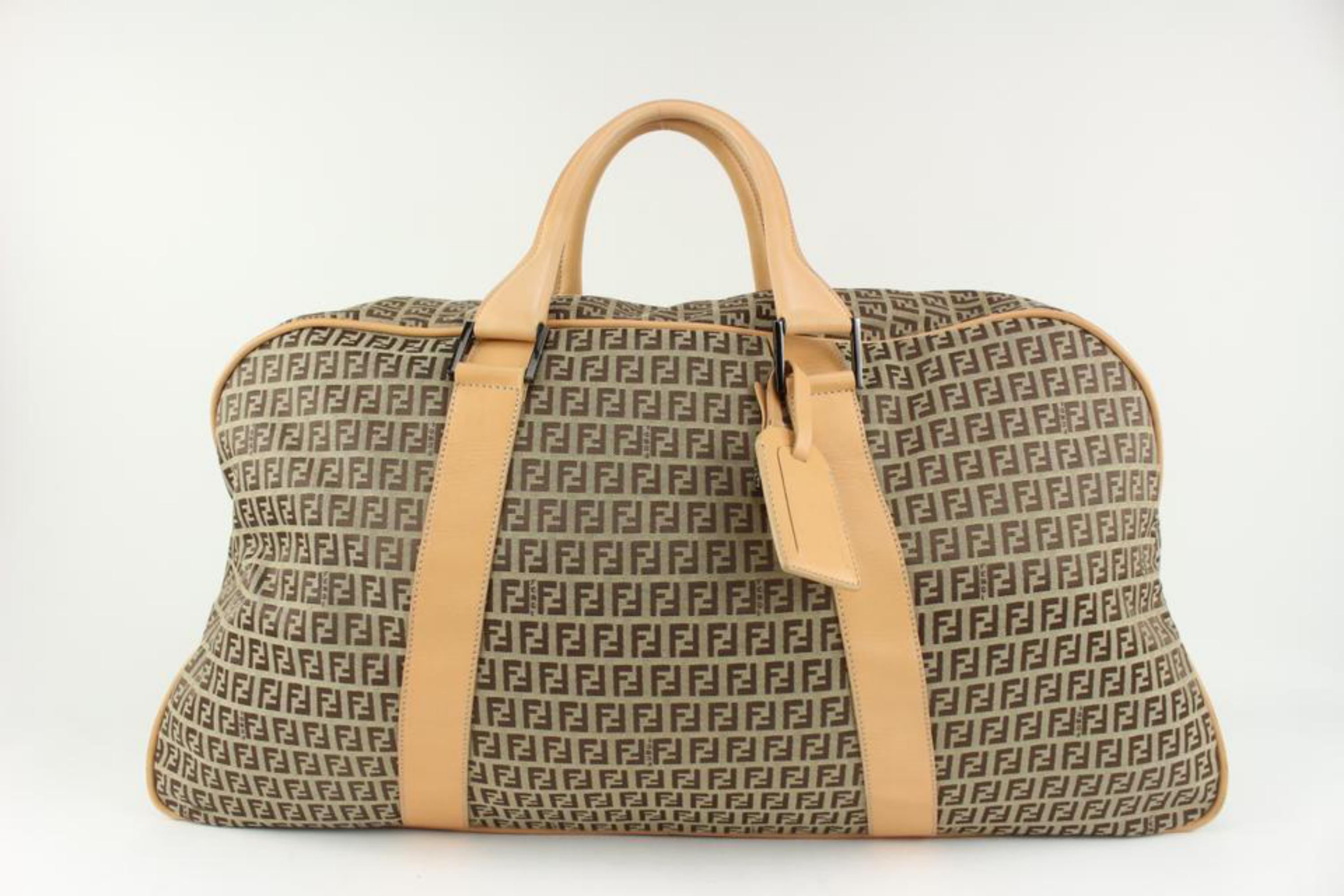 Women's Fendi XL Brown Monogram FF Zucca Duffle Bag 126f45 For Sale