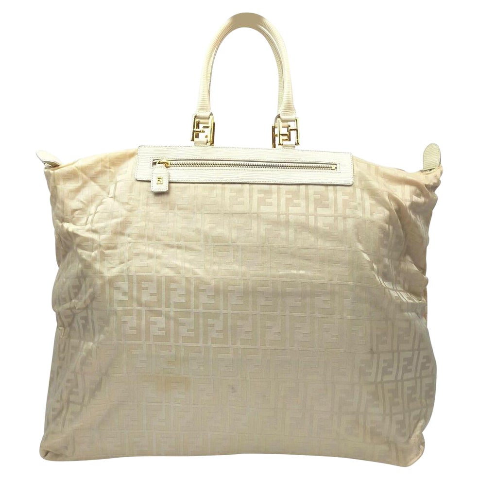 Fendi XL Light Brown Monogram FF Zucca Tote Bag 863171
