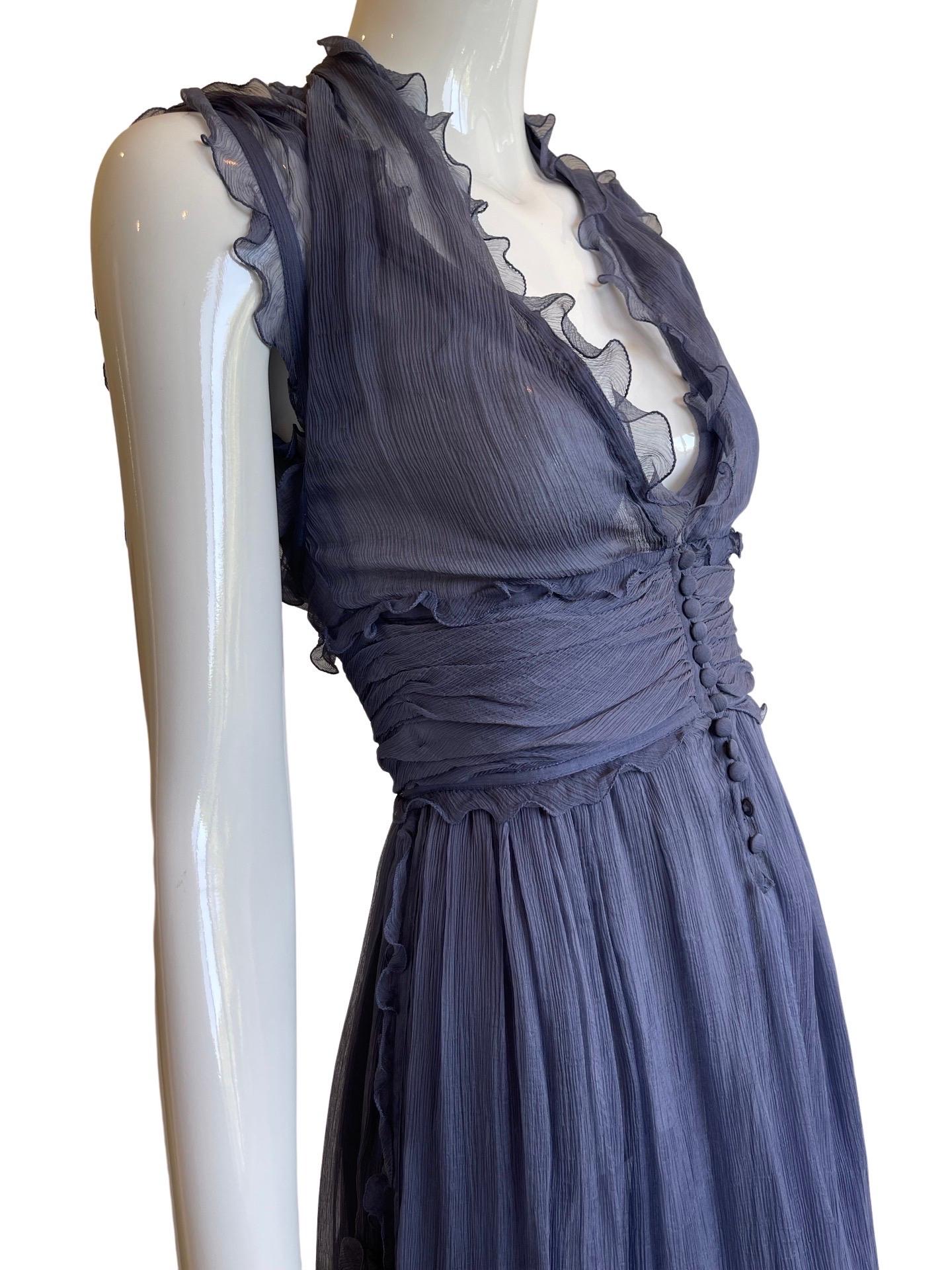 Fendi Y2K Deep Periwinkle Silk Fairy Dress In Good Condition For Sale In Miami, FL