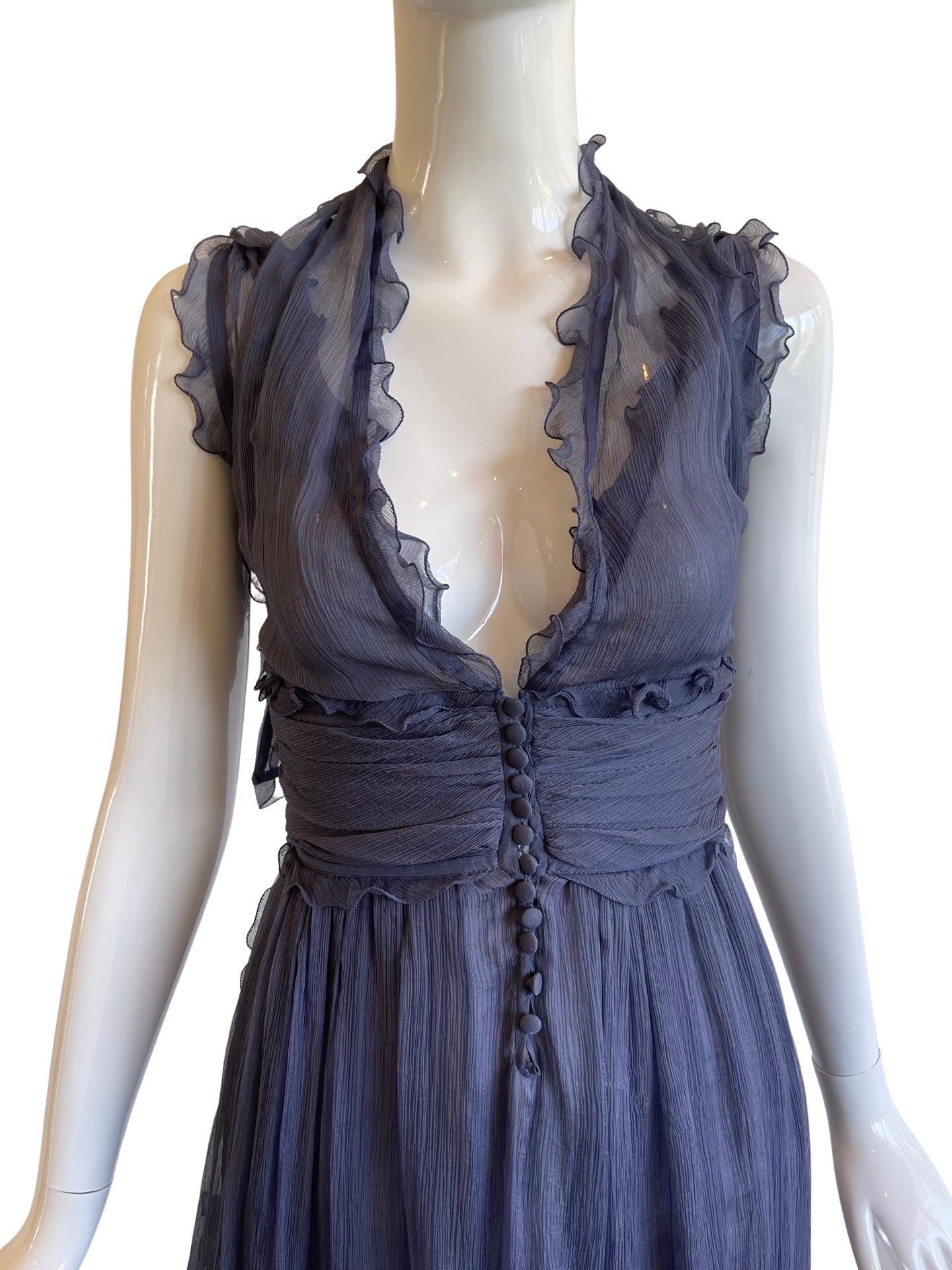 Women's Fendi Y2K Deep Periwinkle Silk Fairy Dress For Sale