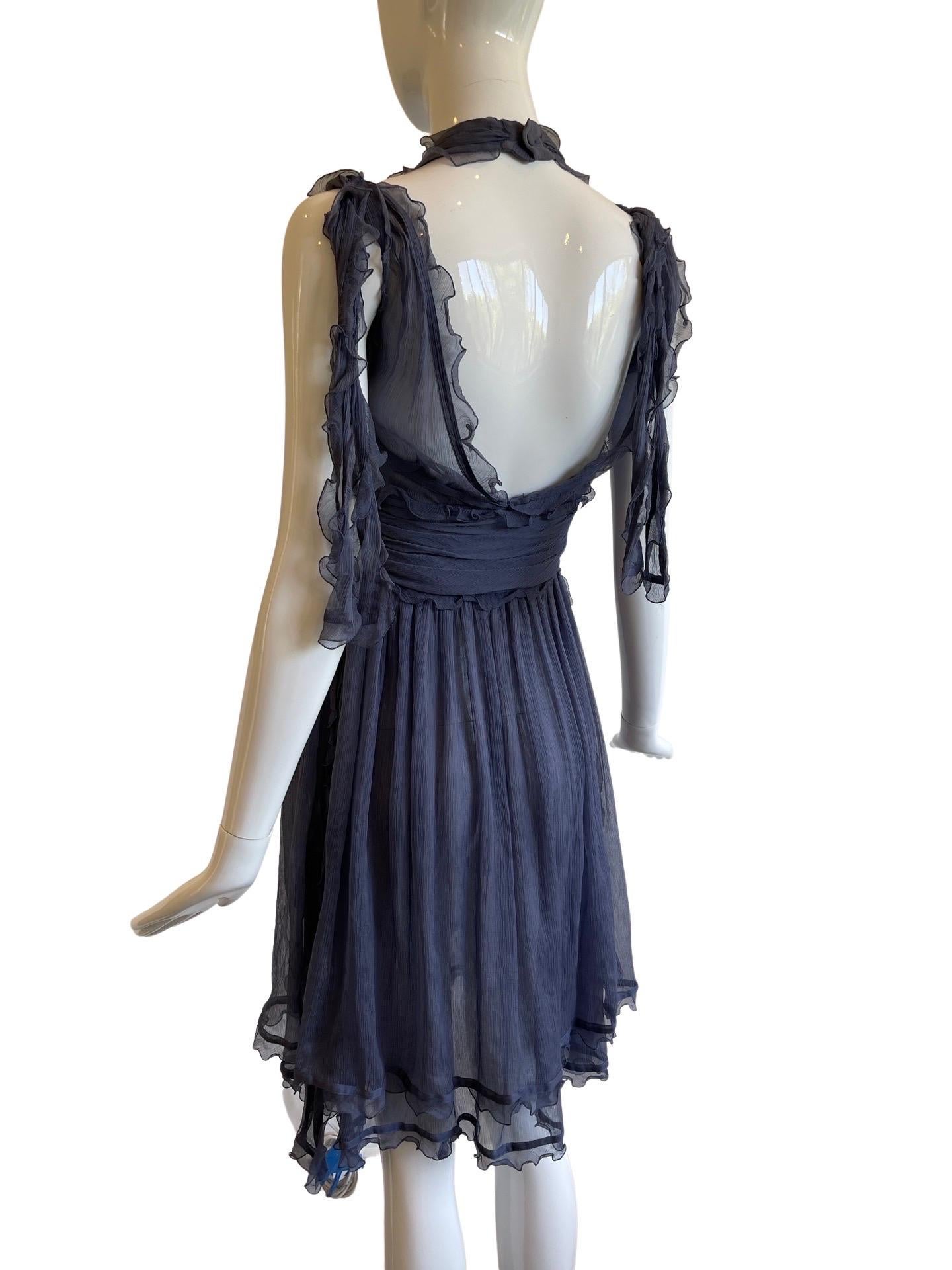 Fendi Y2K Deep Periwinkle Silk Fairy Dress For Sale 1