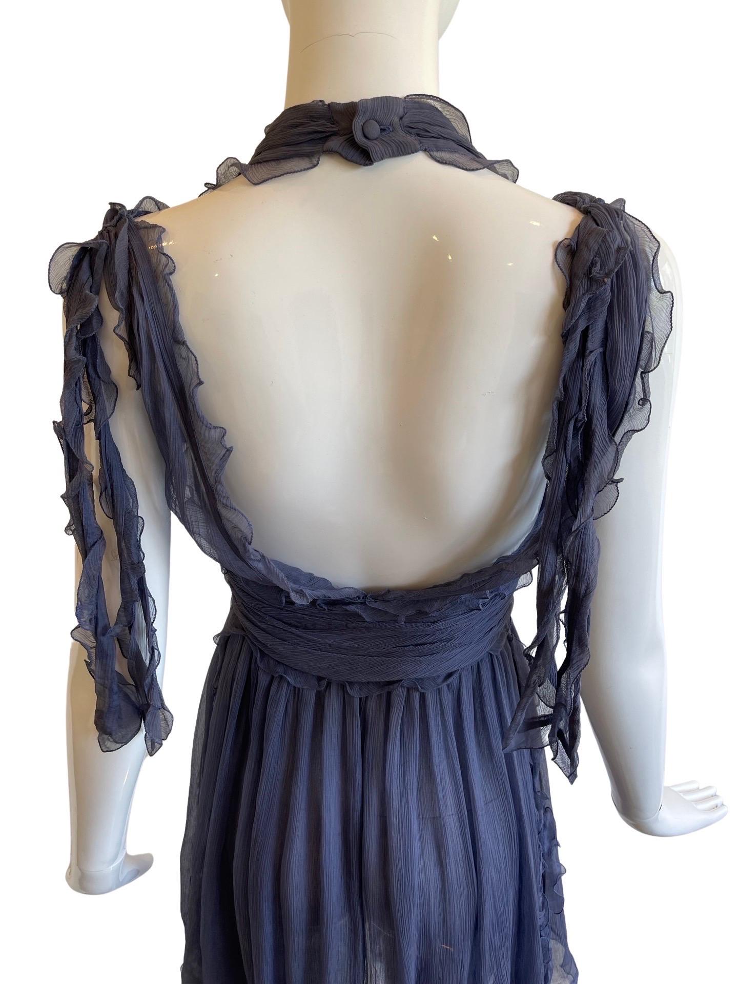 Fendi Y2K Deep Periwinkle Silk Fairy Dress For Sale 2