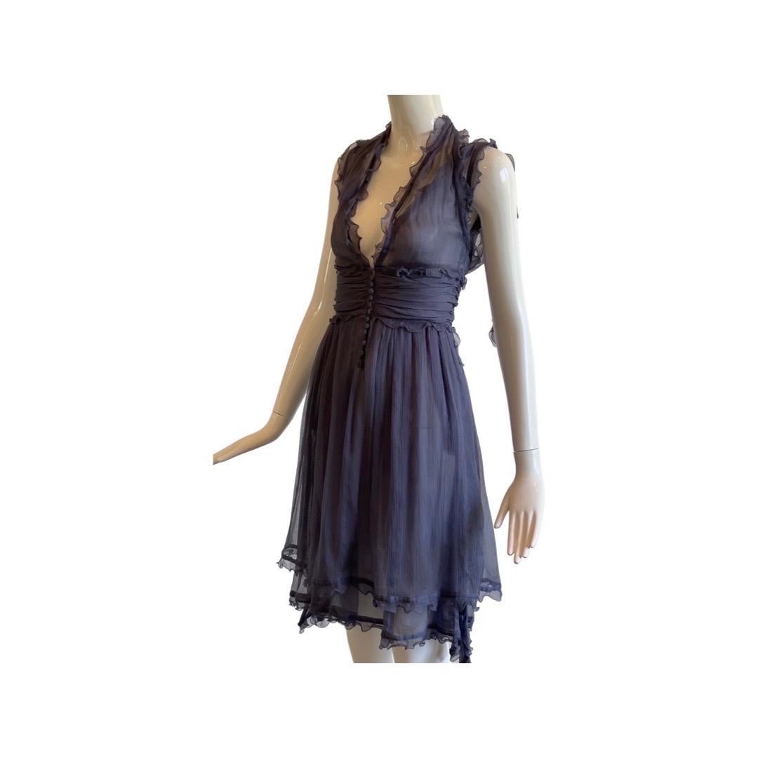 Fendi Y2K Deep Periwinkle Silk Fairy Dress For Sale 5