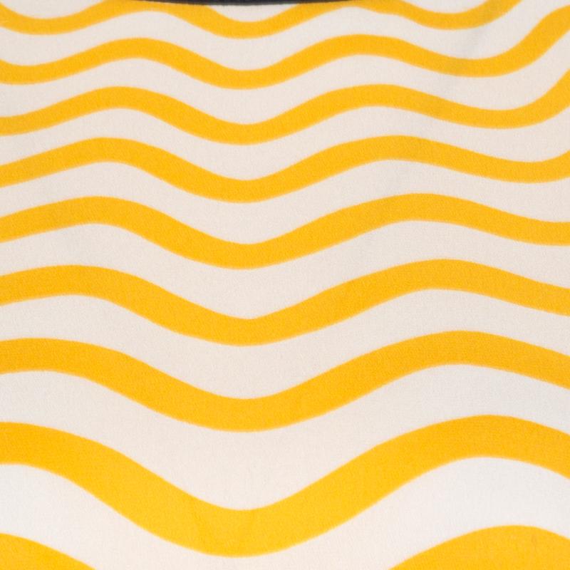Orange Fendi Yellow and Off White Wave Printed Silk Bow Trim Detail Kaftan Top M