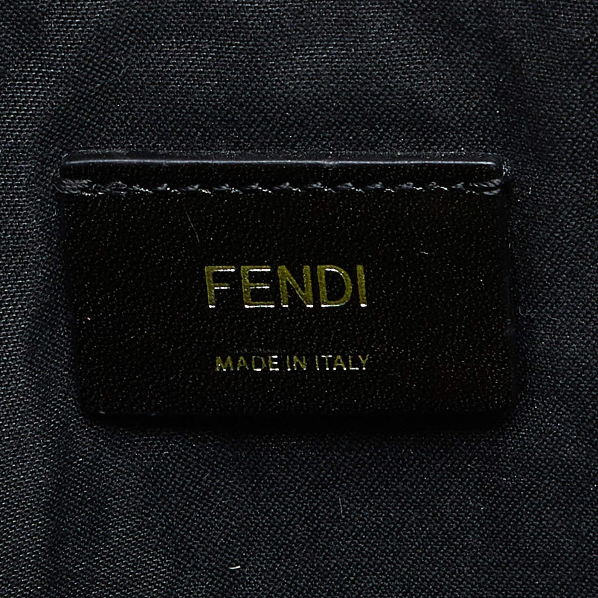 Fendi Yellow/Black Leather Monster Eyes Zip Pouch 6