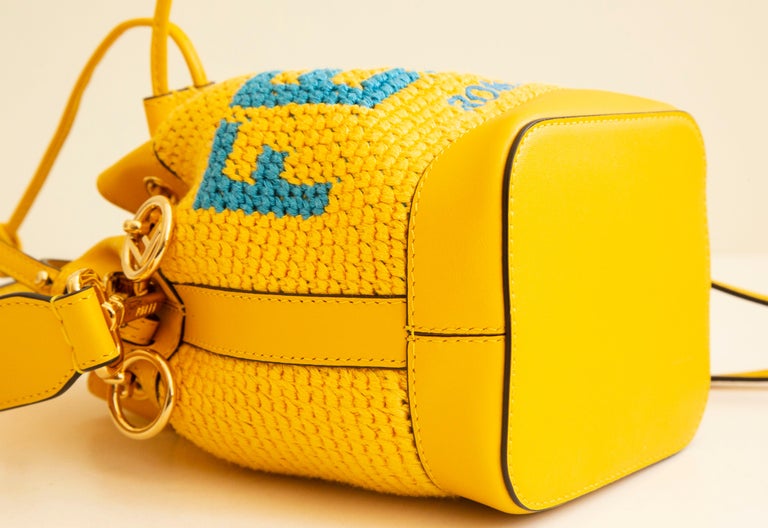 Fendi Yellow Crochet Mini Mon Tresor Crossbody Drawstring Bucket Bag For  Sale at 1stDibs