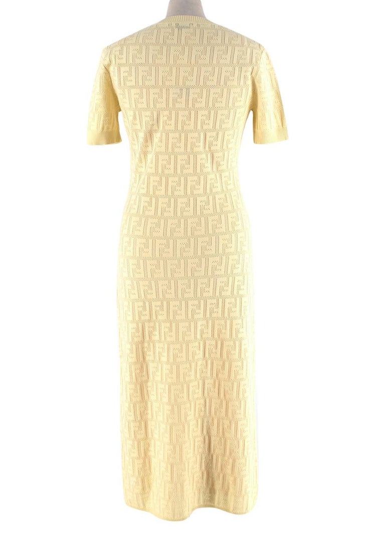 Fendi Yellow FF Monogram Jacquard Dress In Excellent Condition For Sale In London, GB