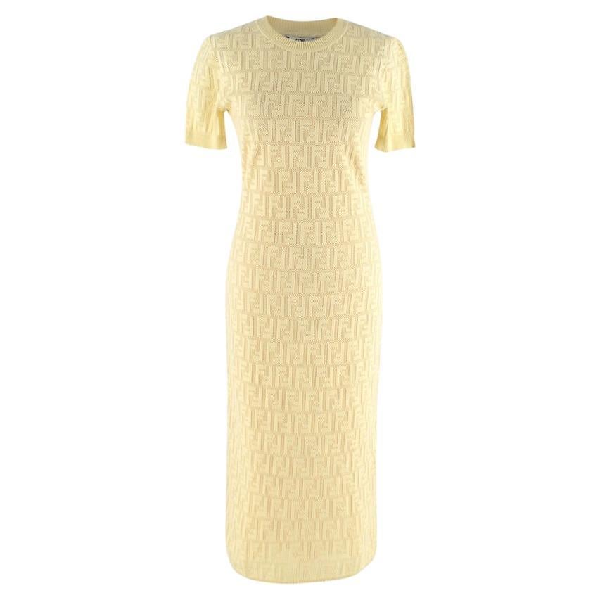Fendi Yellow FF Monogram Jacquard Dress For Sale