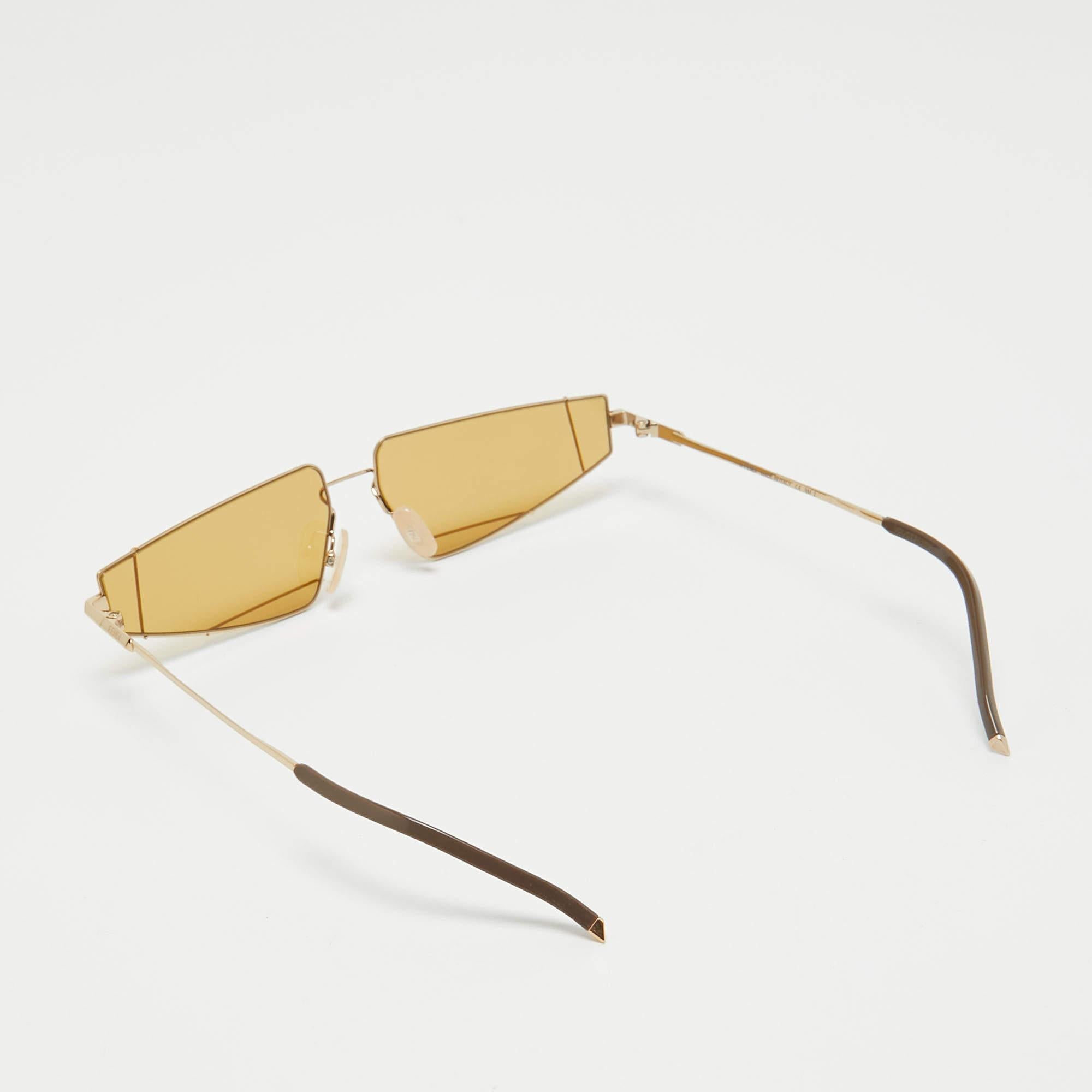 Beige Fendi Yellow FFM0054/S Geometric Sunglasses For Sale