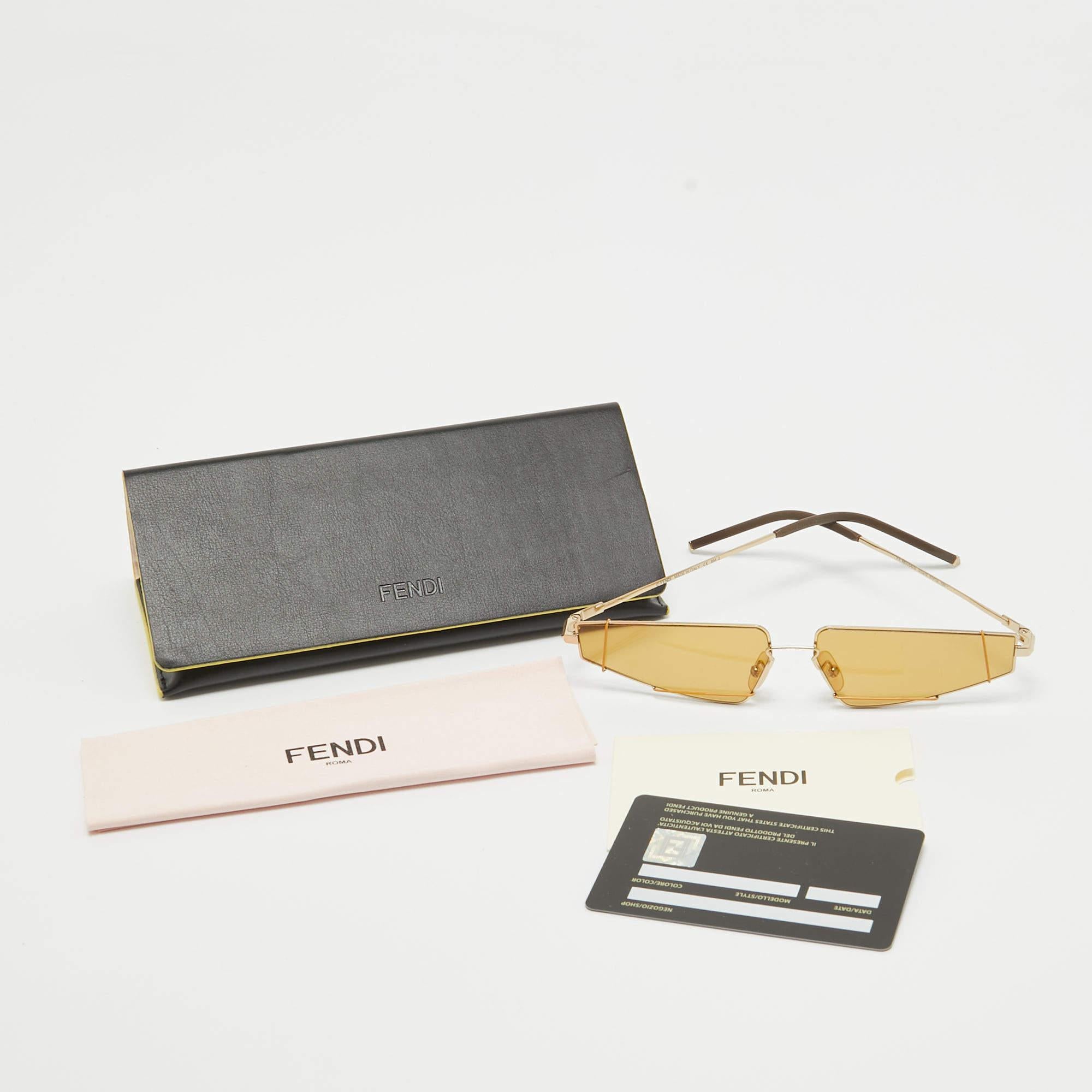 Fendi Yellow FFM0054/S Geometric Sunglasses In Good Condition For Sale In Dubai, Al Qouz 2