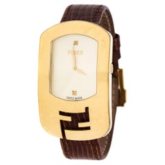 Fendi Yellow Gold Plated Steel Diamond Chameleon 30000M Women's Wristwatch 29 mm
