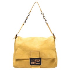 Fendi Yellow Iridescent Leather Large Mamma Forever Flap Shoulder Bag
