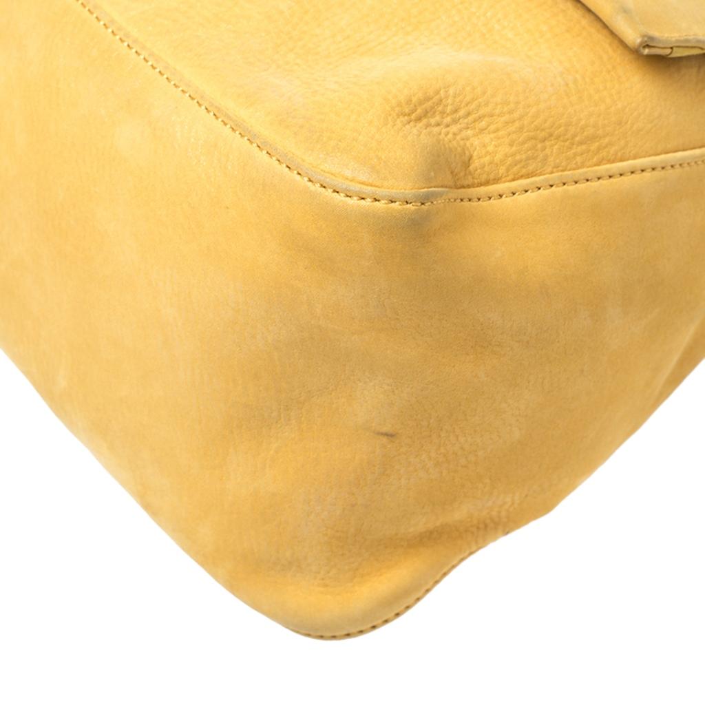 Fendi Yellow Iridescent Leather Mama Forever Large Flap Shoulder Bag In Fair Condition In Dubai, Al Qouz 2