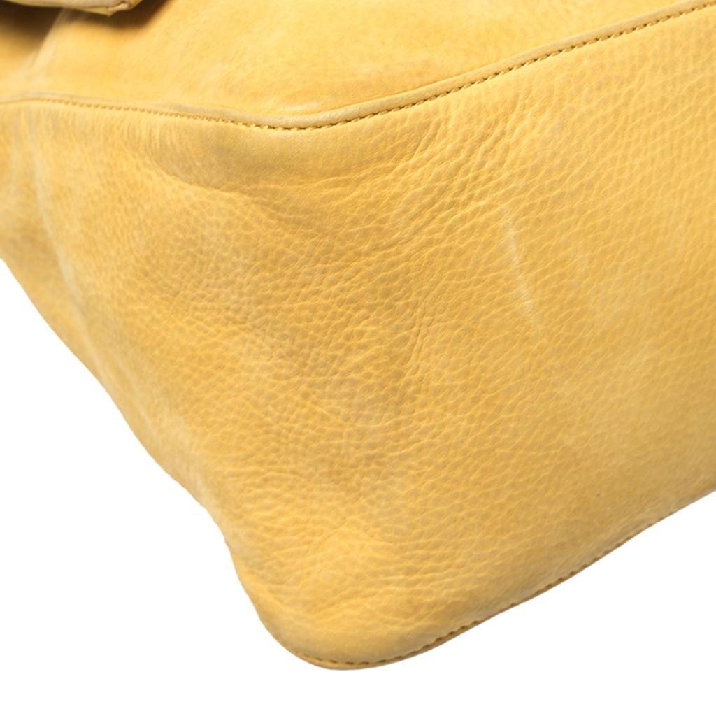 Women's Fendi Yellow Iridescent Leather Mama Forever Large Flap Shoulder Bag