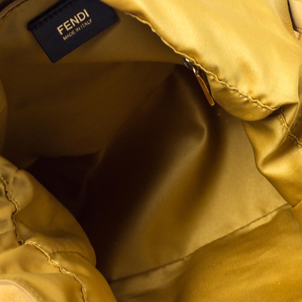 Fendi Yellow Iridescent Leather Mama Forever Large Flap Shoulder Bag 1