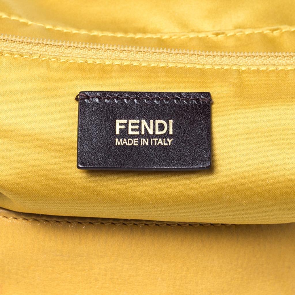 Fendi Yellow Iridescent Leather Mama Forever Large Flap Shoulder Bag 2