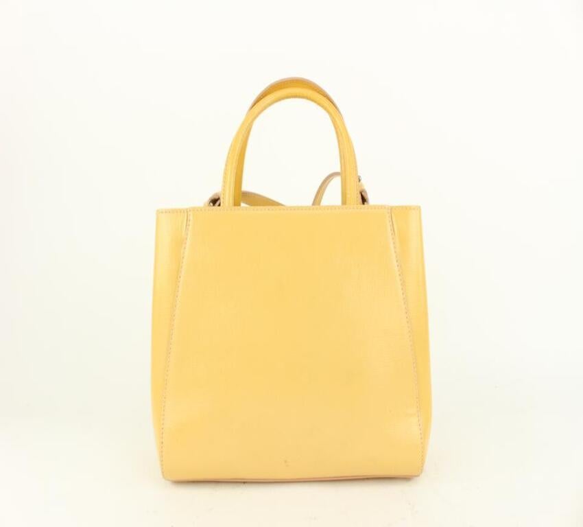 Women's Fendi Yellow Leather 2Jours 2way Crossbody Tote Bag 920ff51 For Sale
