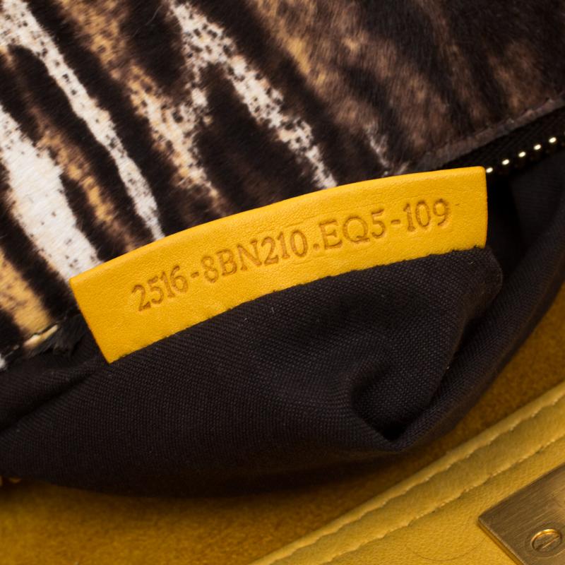 Fendi Yellow Leather and Calfhair Lining Large Peekaboo Top Handle Bag 7