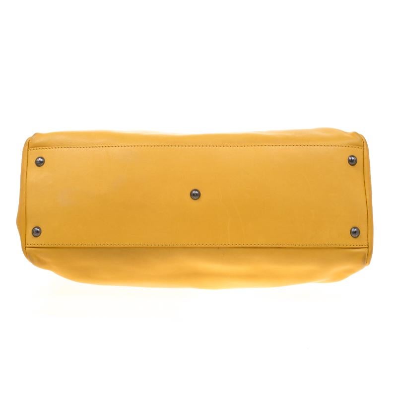 Fendi Yellow Leather and Calfhair Lining Large Peekaboo Top Handle Bag 1