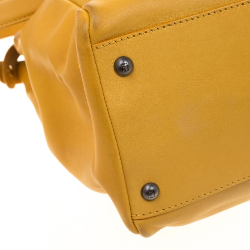 Fendi Yellow Leather and Calfhair Lining Large Peekaboo Top Handle Bag 2