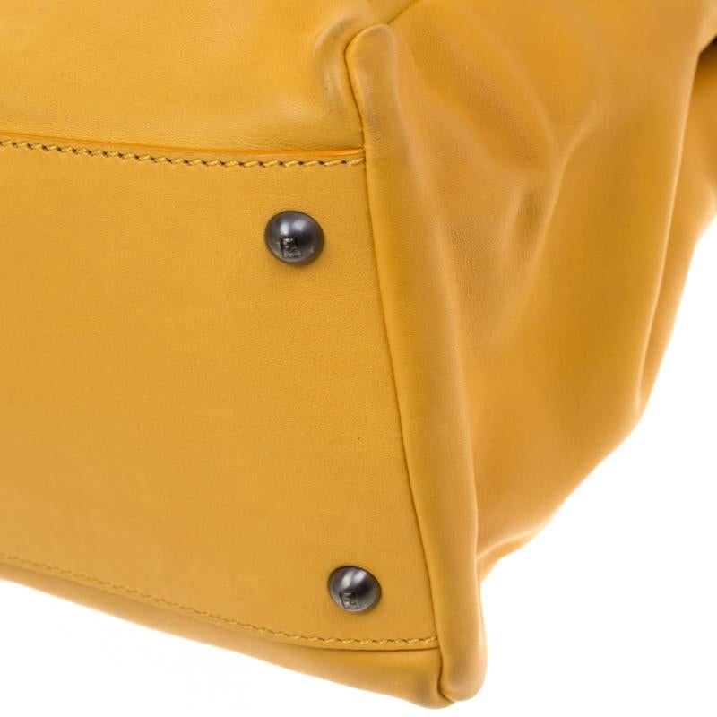 Fendi Yellow Leather and Calfhair Lining Large Peekaboo Top Handle Bag 3