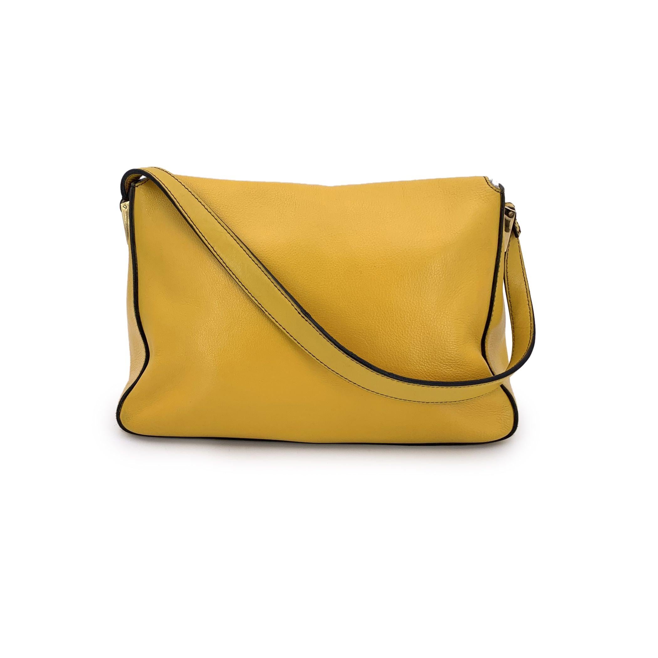 Fendi Yellow Leather Big Mamma Forever Mama Baguette Flap Bag In Good Condition In Rome, Rome