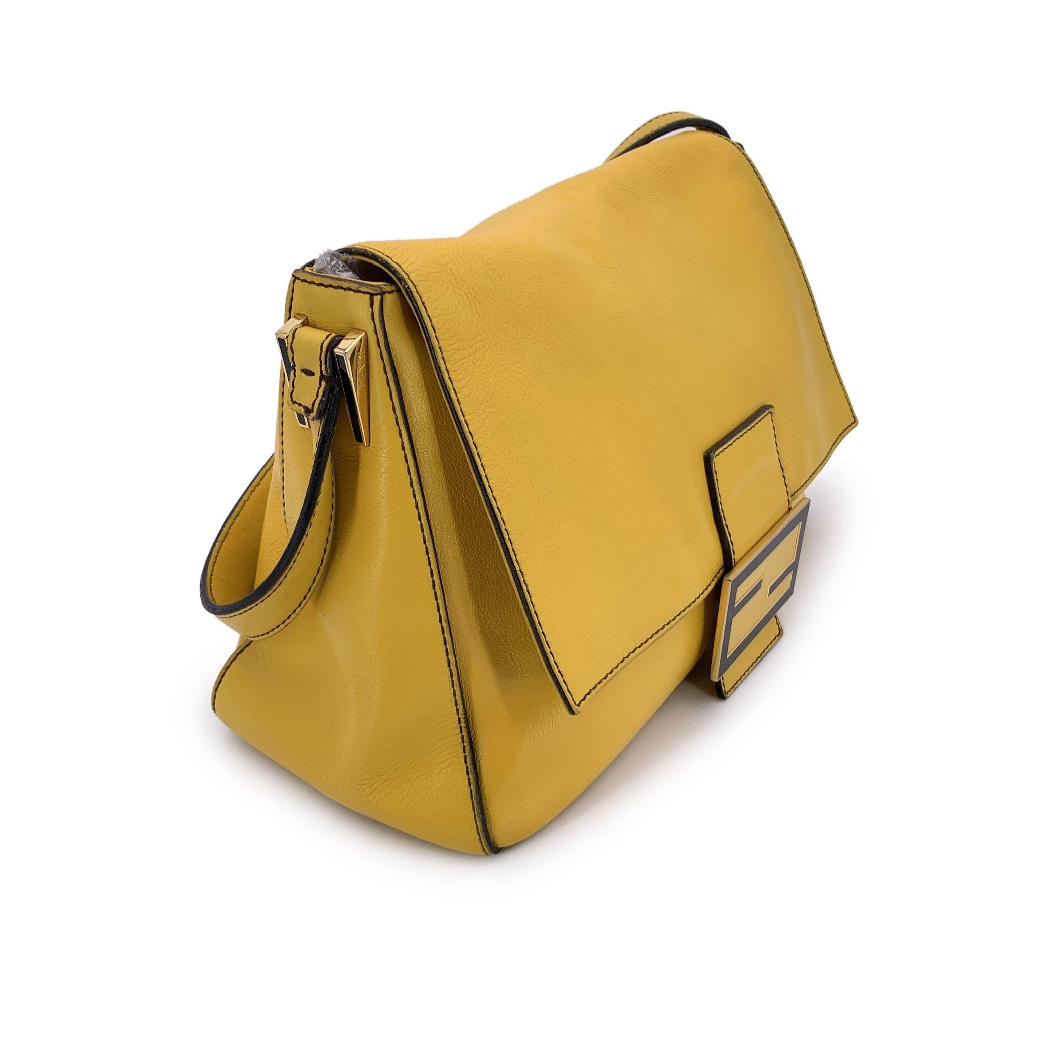 Women's Fendi Yellow Leather Big Mamma Forever Mama Baguette Flap Bag