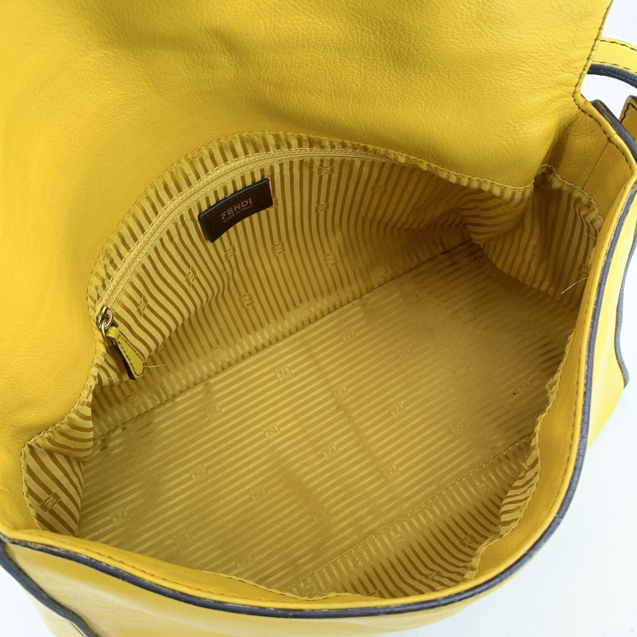 Fendi Yellow Leather Big Mamma Forever Mama Baguette Flap Bag 2