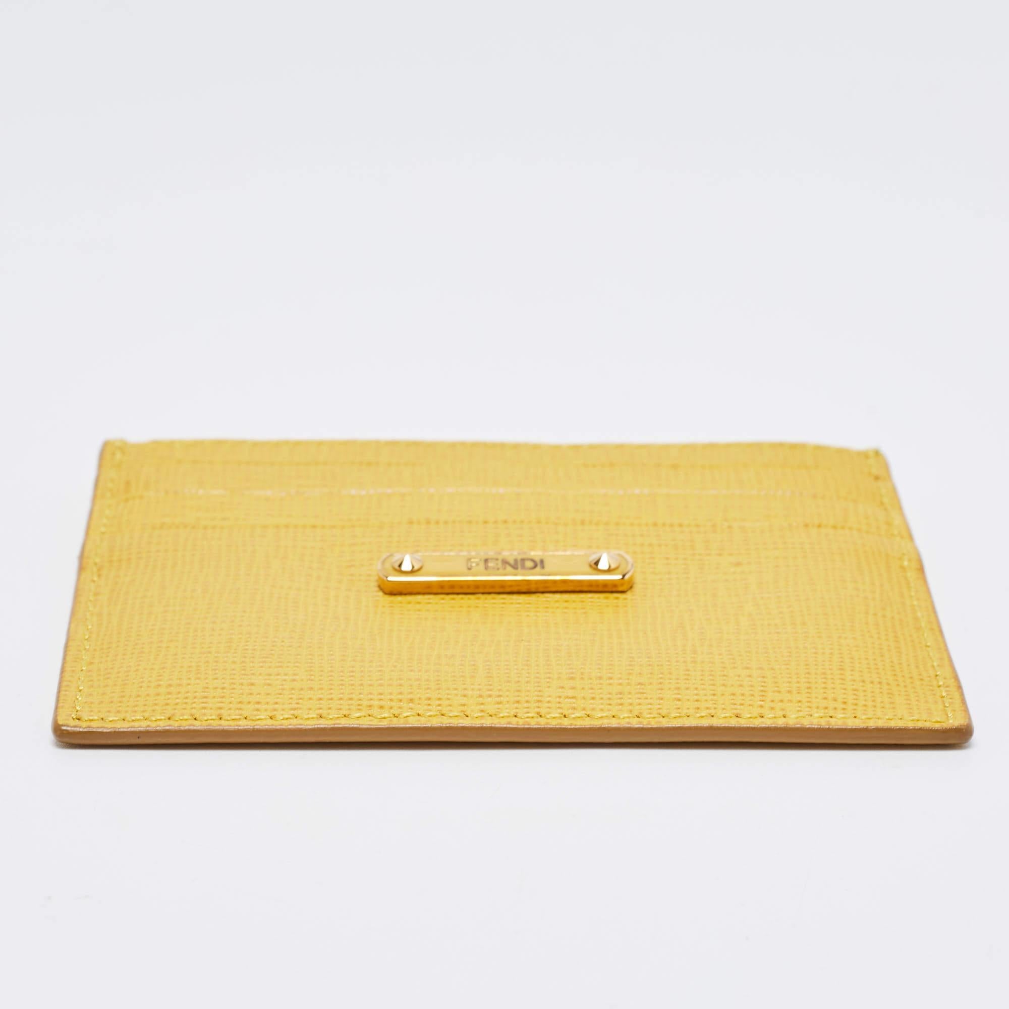 Fendi Yellow Leather Card Holder 6