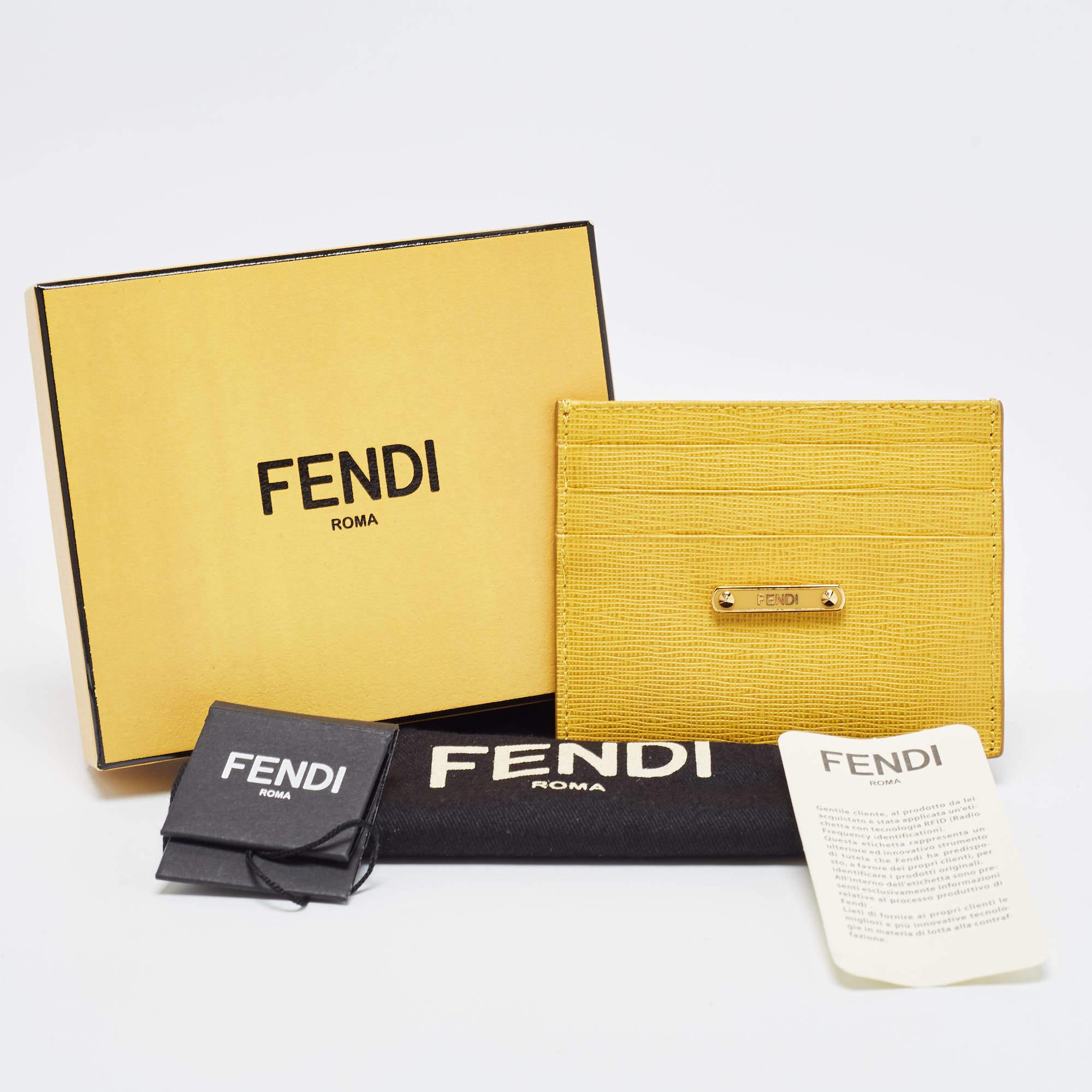 Fendi Yellow Leather Card Holder 7