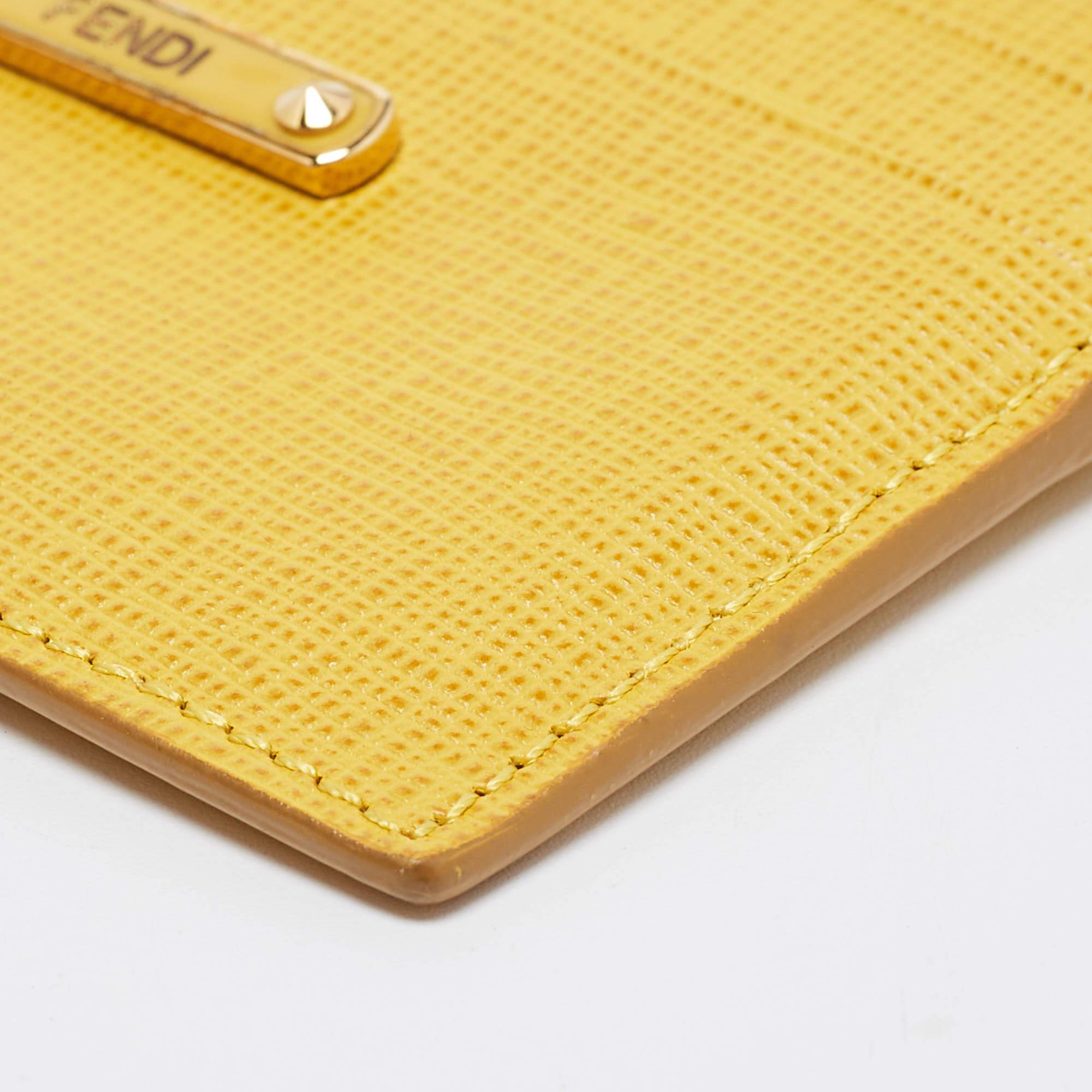 Fendi Yellow Leather Card Holder 3