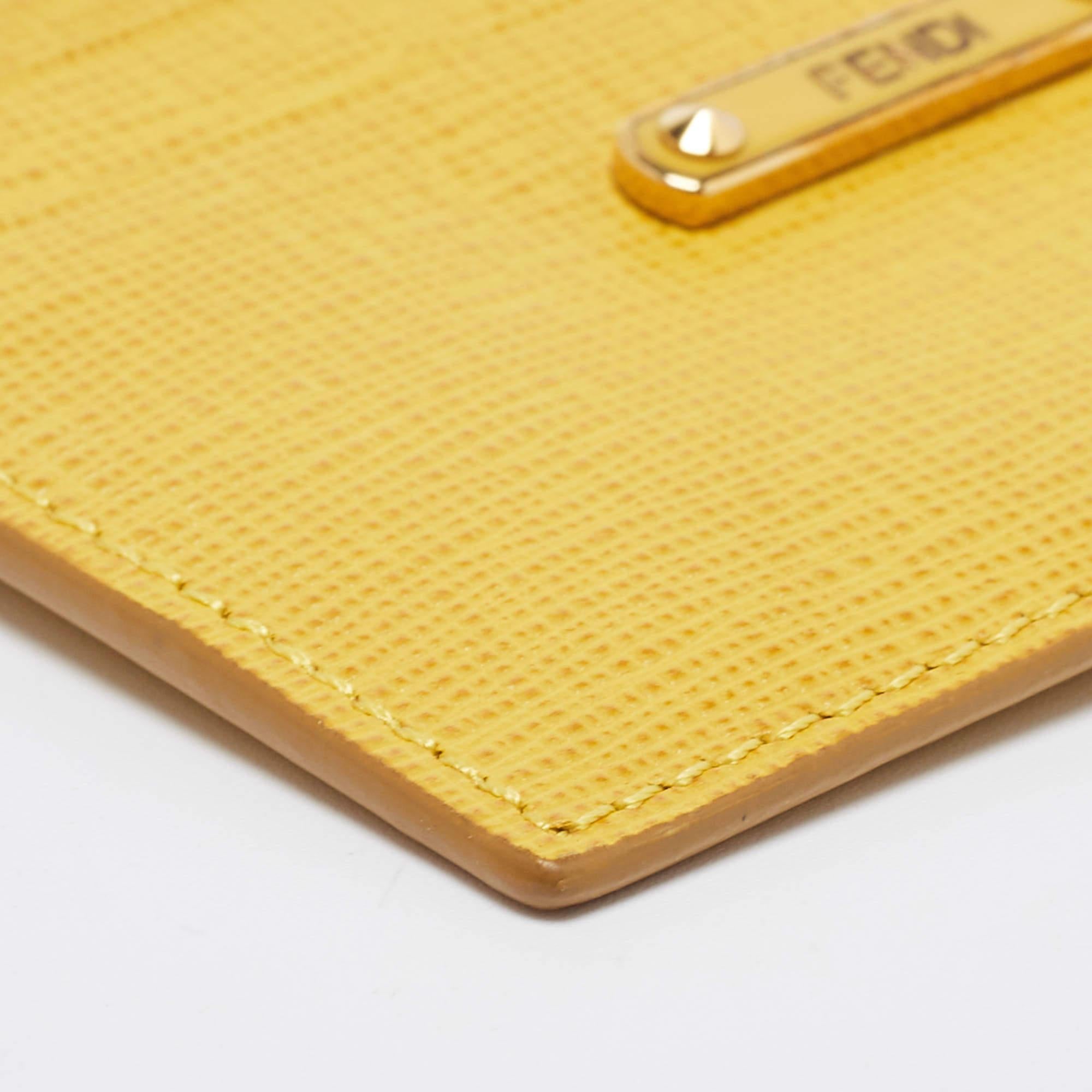 Fendi Yellow Leather Card Holder 4