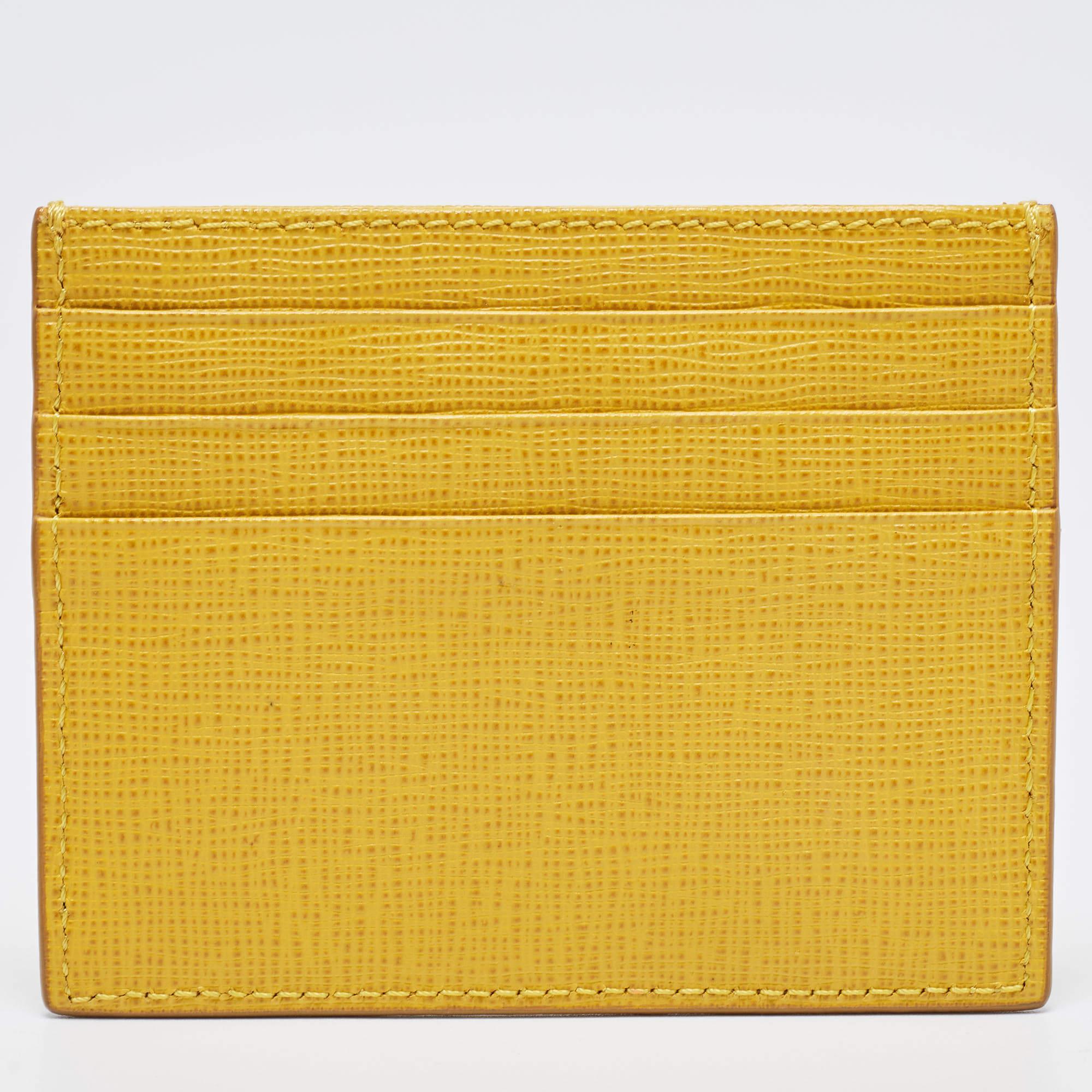 Fendi Yellow Leather Card Holder 5