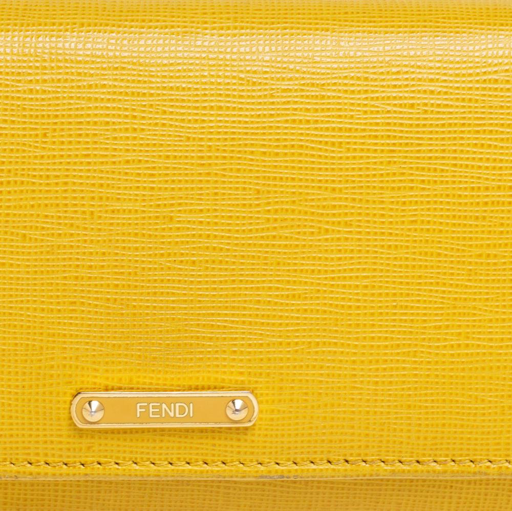 Fendi Yellow Leather Continental Wallet 7
