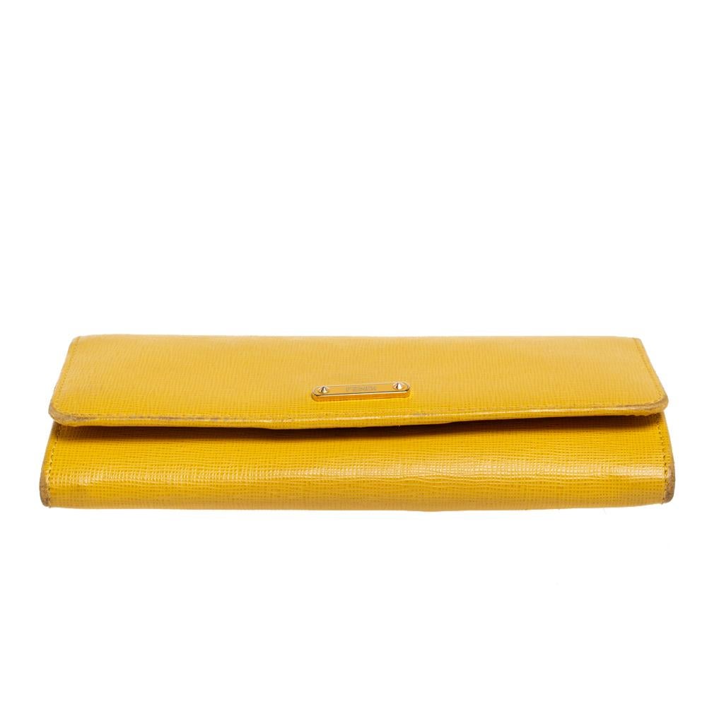 Women's Fendi Yellow Leather Continental Wallet