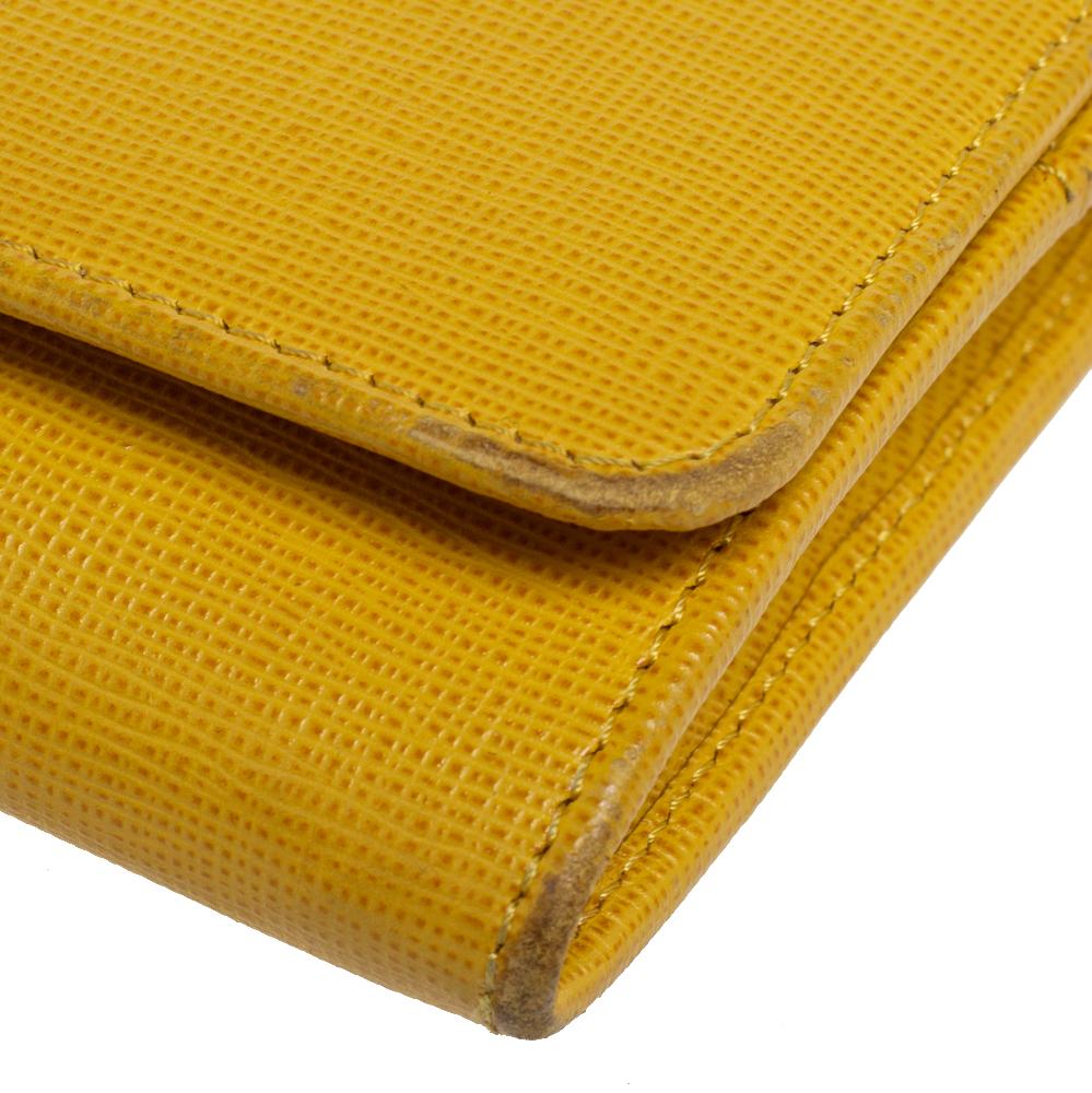 Fendi Yellow Leather Continental Wallet 2