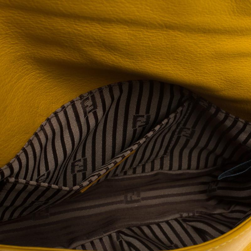 Fendi Yellow Leather Fendista Chain Shoulder Bag 4
