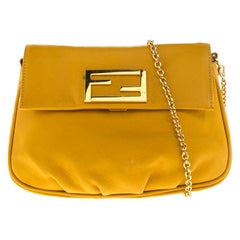 Fendi Yellow Leather Fendista Chain Shoulder Bag