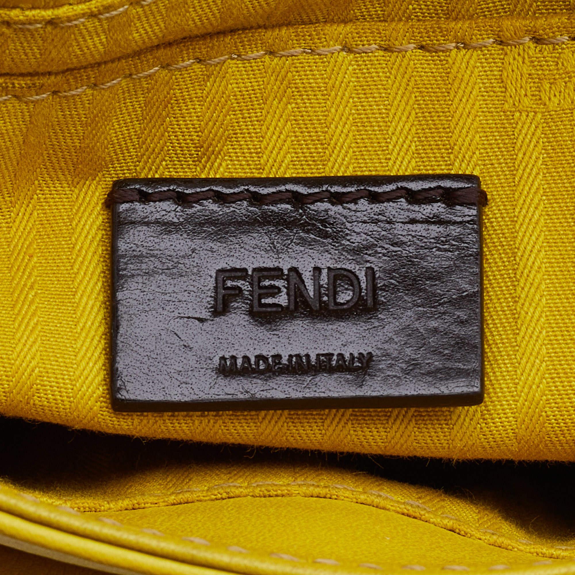 Fendi Yellow Leather Fendista Pochette Crossbody Bag 7