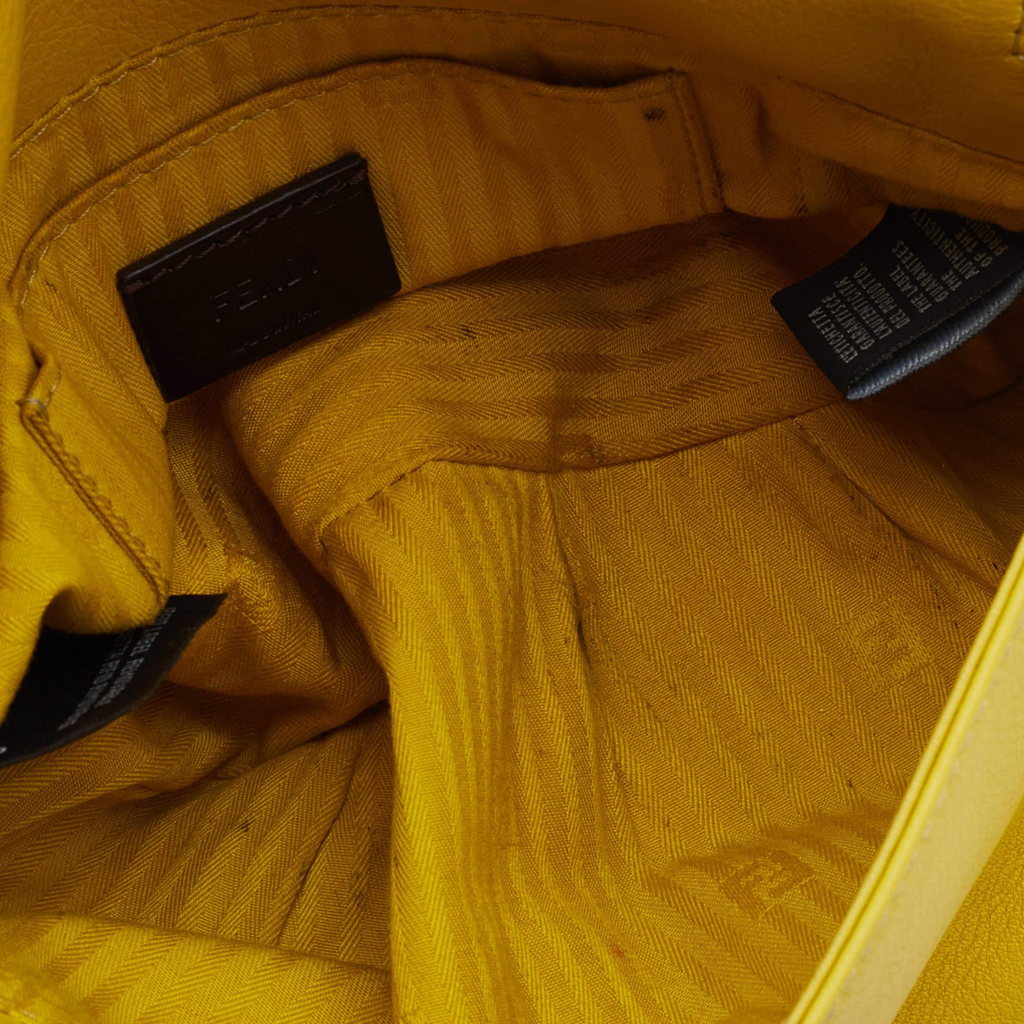 Fendi Yellow Leather Fendista Pochette Crossbody Bag 8
